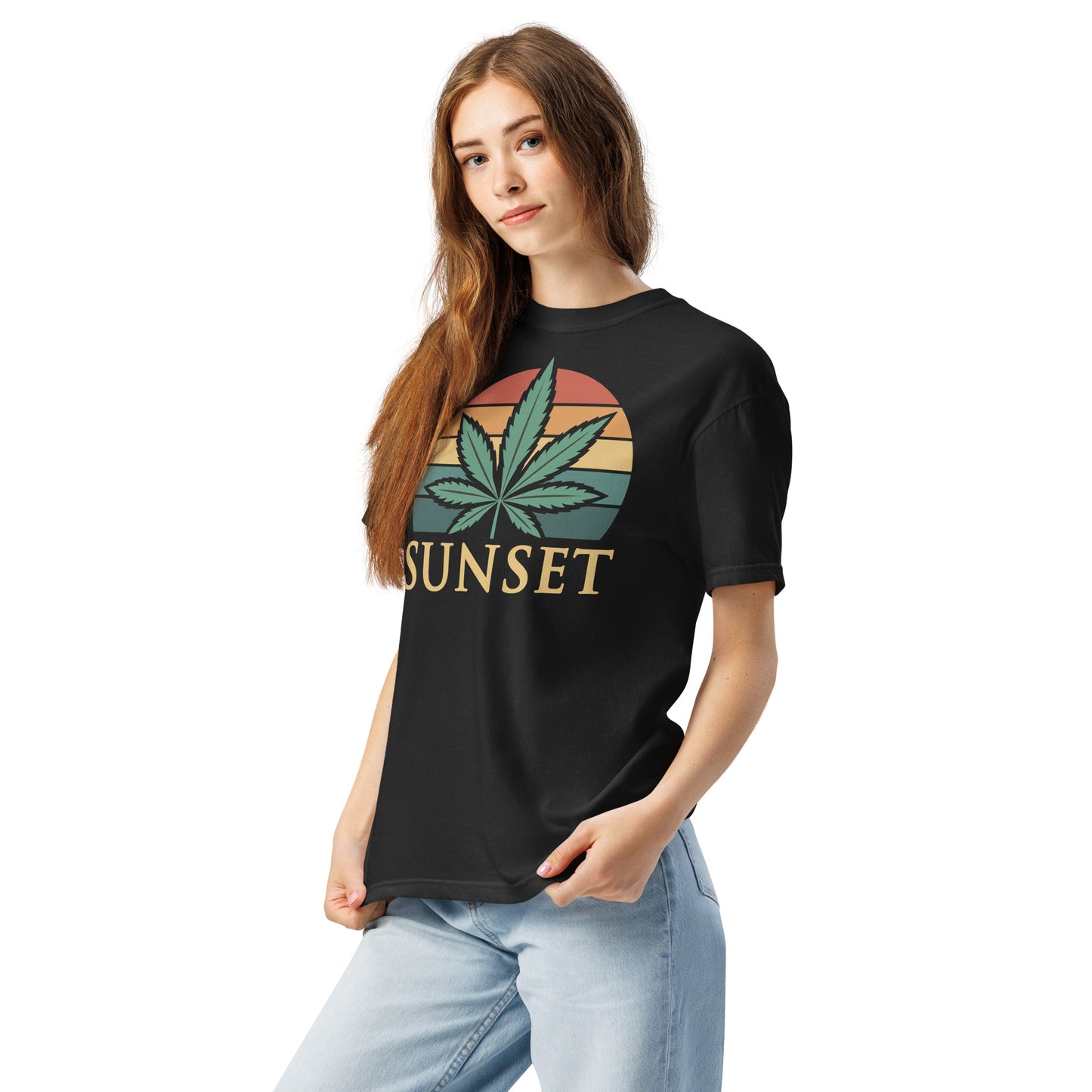 Sunset Cannabis Men's T-shirt, Cool Tee, Unisex Shirt, Stoner Fashion, Gift for Weed Lovers, Summer Vibes