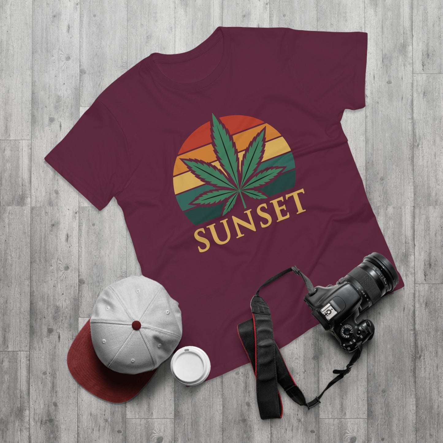Sunset Cannabis Men's T-shirt, Cool Tee, Unisex Shirt, Stoner Fashion, Gift for Weed Lovers, Summer Vibes