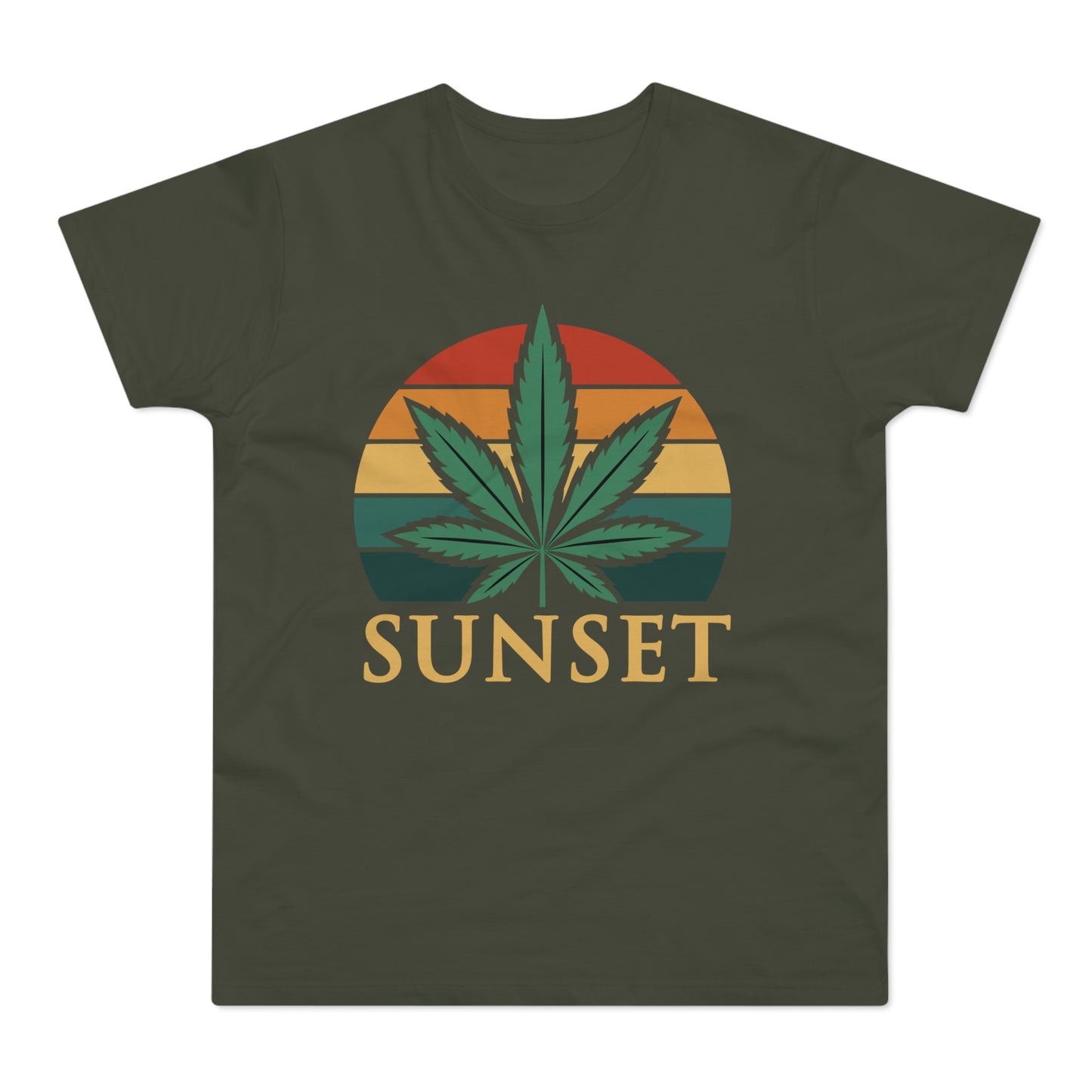 Sunset Cannabis Men's T-shirt, Cool Tee, Unisex Shirt, Stoner Fashion, Gift for Weed Lovers, Summer Vibes