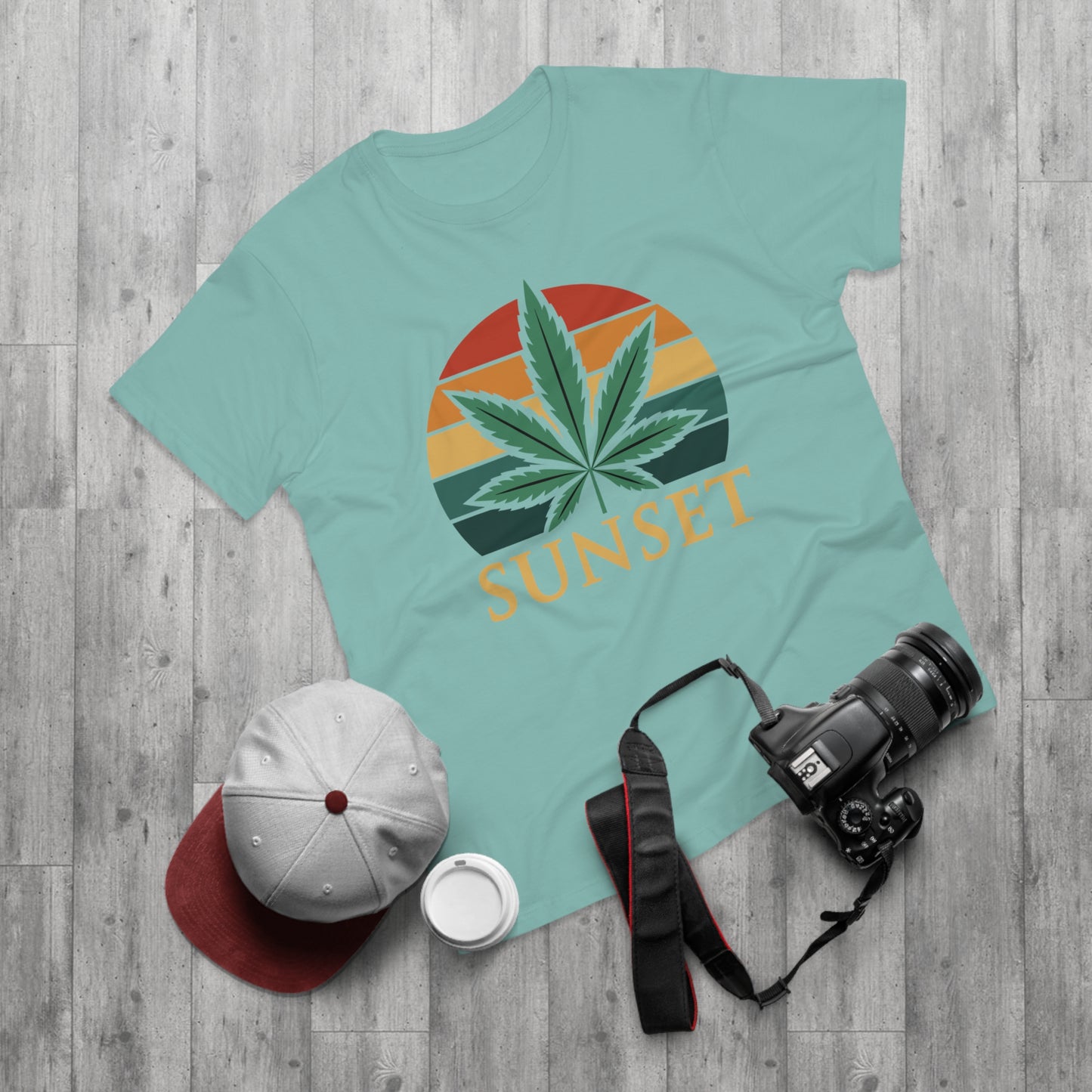 Sunset Cannabis Men's T-shirt, Cool Tee, Unisex Shirt, Stoner Fashion, Gift for Weed Lovers, Summer Vibes
