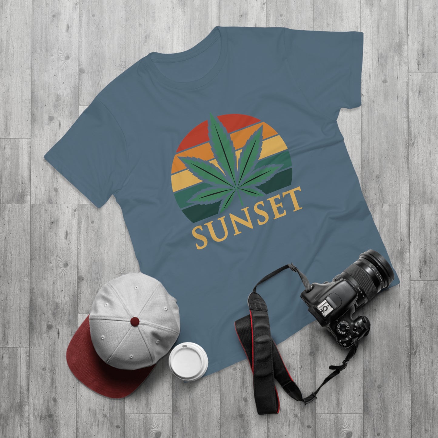 Sunset Cannabis Men's T-shirt, Cool Tee, Unisex Shirt, Stoner Fashion, Gift for Weed Lovers, Summer Vibes