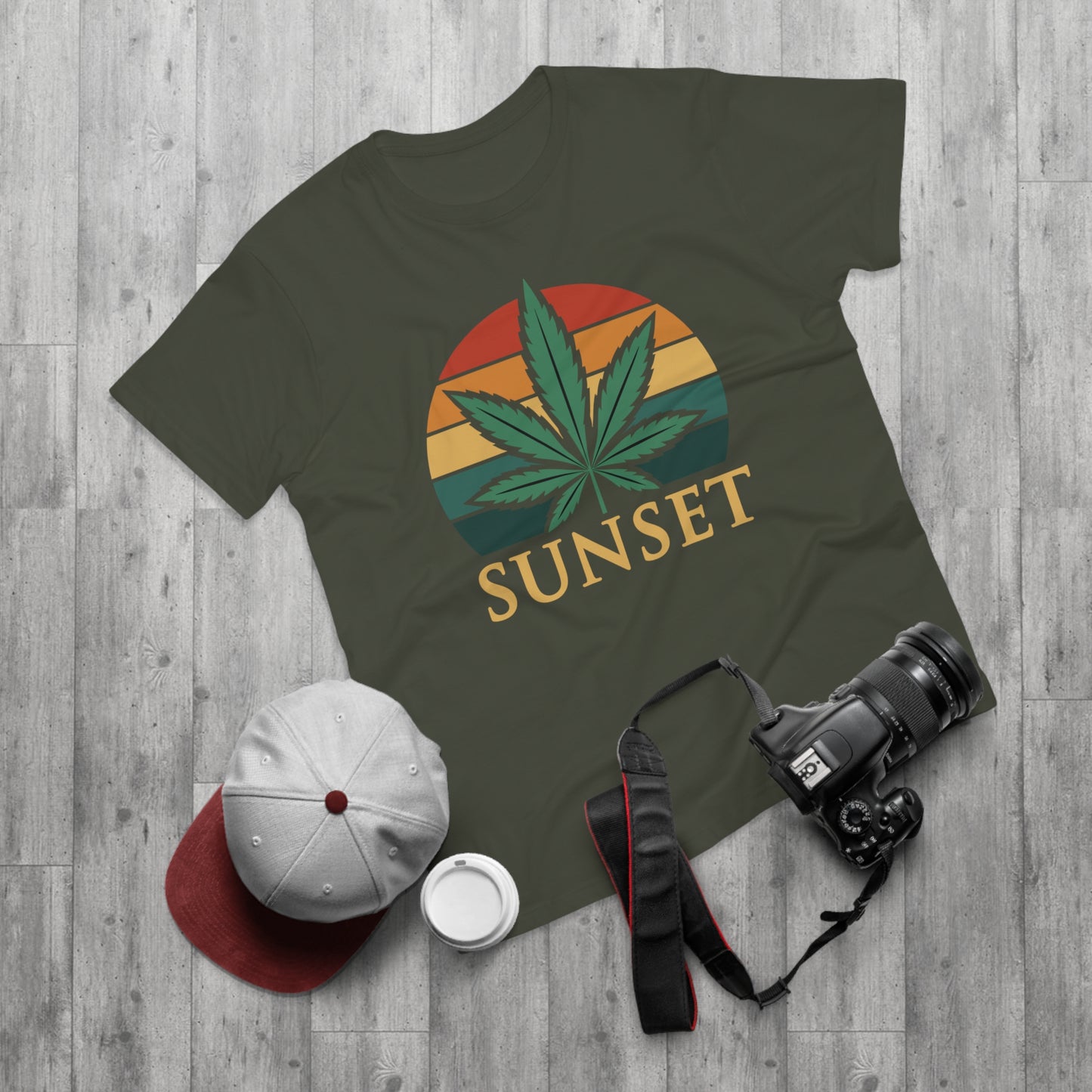 Sunset Cannabis Men's T-shirt, Cool Tee, Unisex Shirt, Stoner Fashion, Gift for Weed Lovers, Summer Vibes