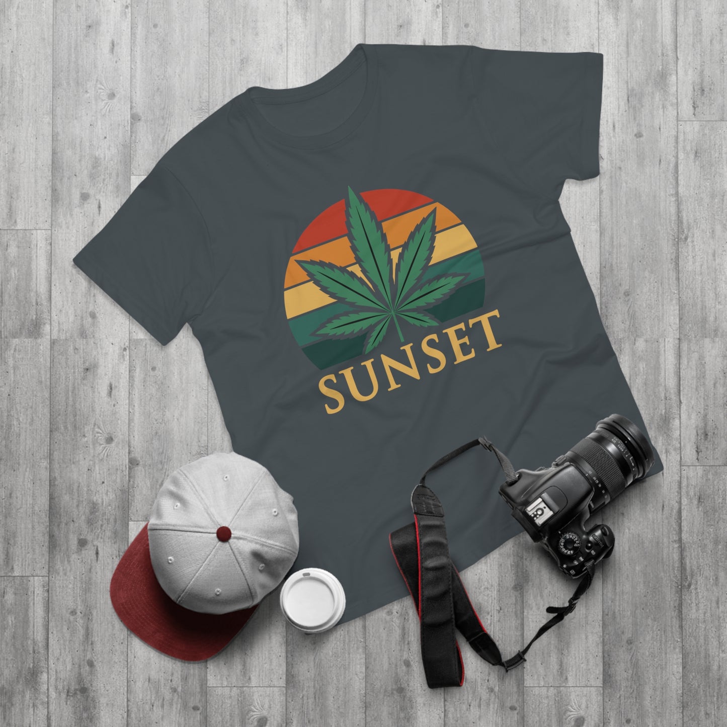 Sunset Cannabis Men's T-shirt, Cool Tee, Unisex Shirt, Stoner Fashion, Gift for Weed Lovers, Summer Vibes
