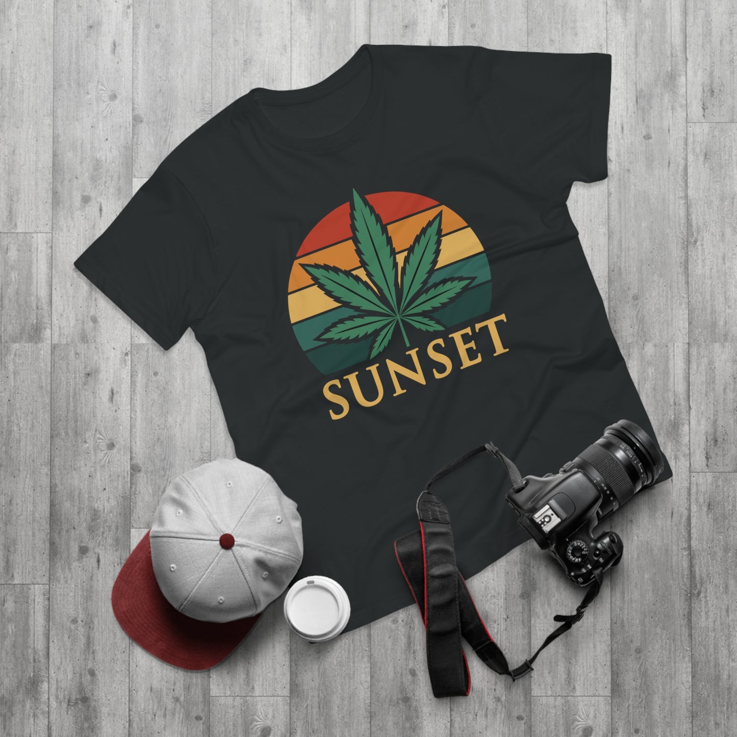 Sunset Cannabis Men's T-shirt, Cool Tee, Unisex Shirt, Stoner Fashion, Gift for Weed Lovers, Summer Vibes