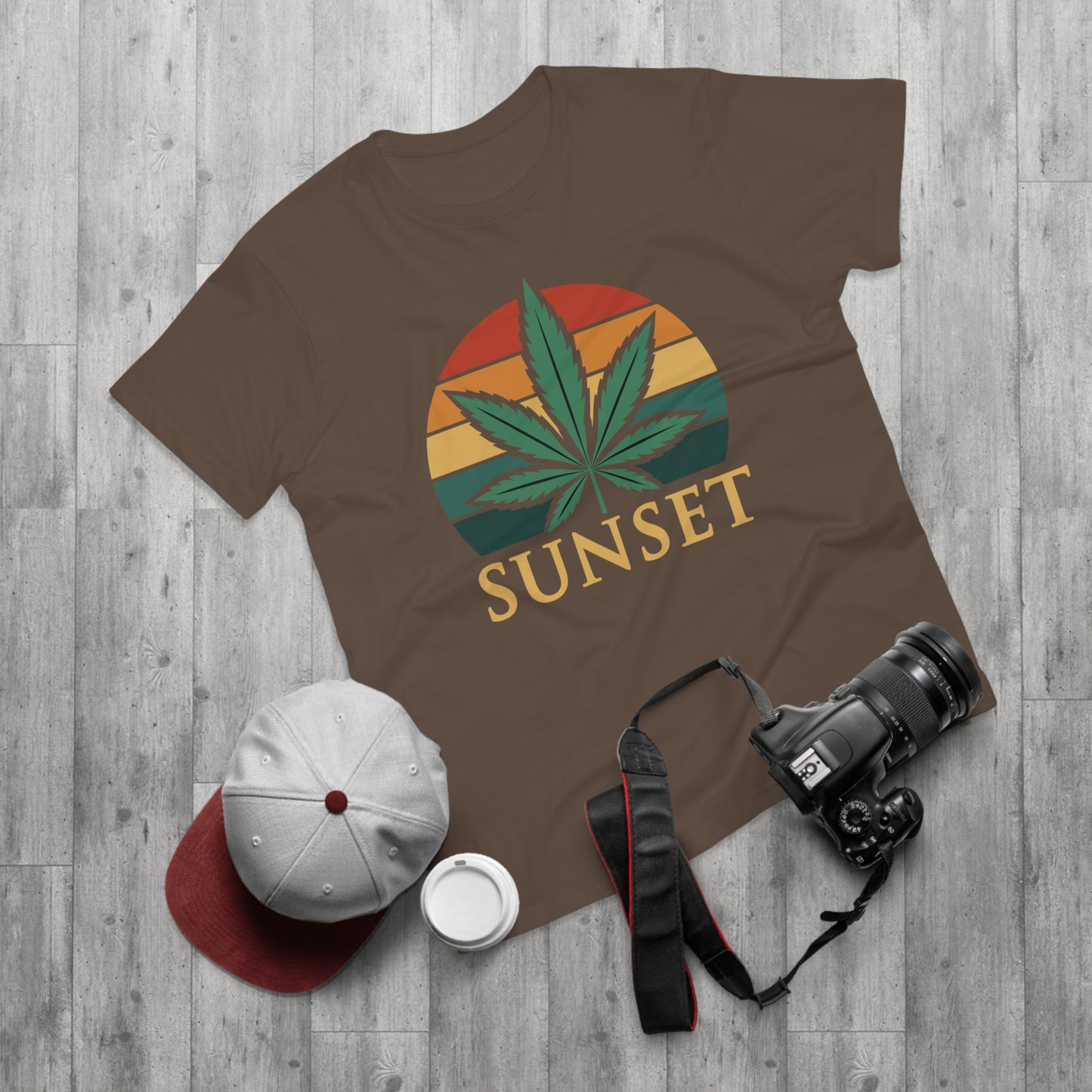 Sunset Cannabis Men's T-shirt, Cool Tee, Unisex Shirt, Stoner Fashion, Gift for Weed Lovers, Summer Vibes